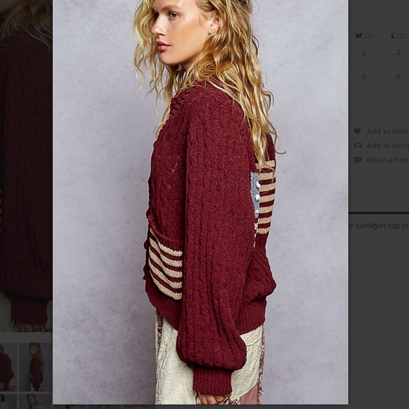 POL “ Luna ” POL Chenille Cardigan Sweater with American Flag Weave 68 - Picture 3 of 7